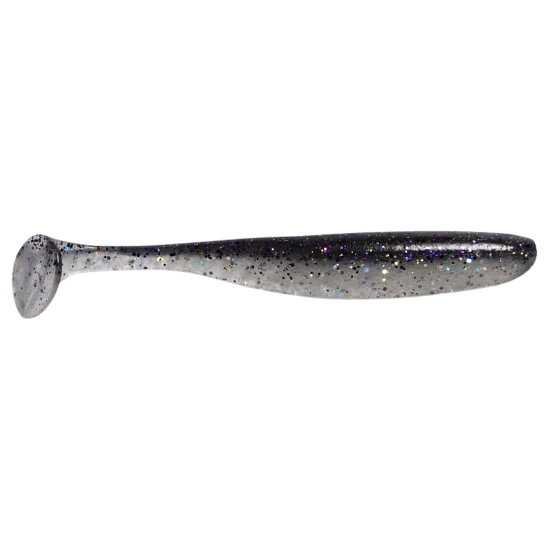 Keitech Easy Shiner Jigi 3" Smoke Shiner sivulta, pää oikealla