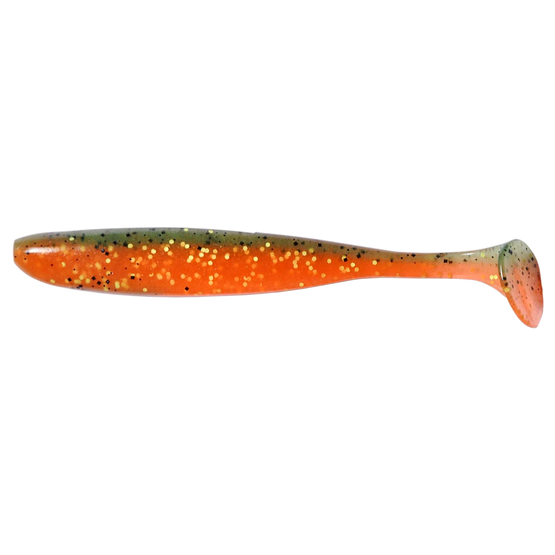 Keitech Easy Shiner Jigi 3.5" Angry Carrot sivulta, pää vasemmalla