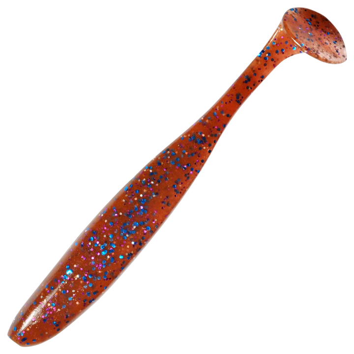 Keitech Easy Shiner Jigi 3.5", väri Berry Mix: punaruskea runko ja siniset hileet