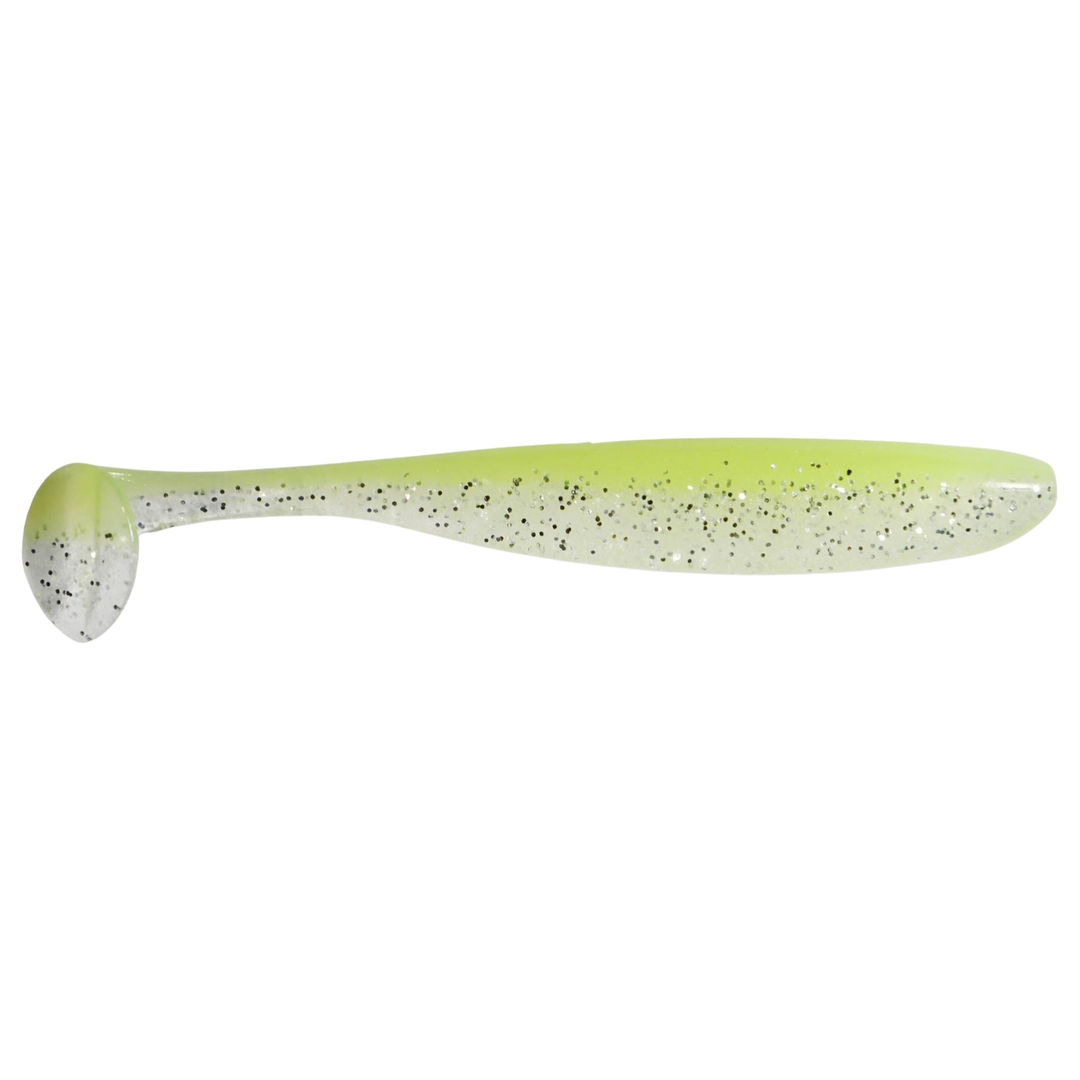 Keitech Easy Shiner Jigi 3.5" Chartreuse Ice sivulta, pää oikealla