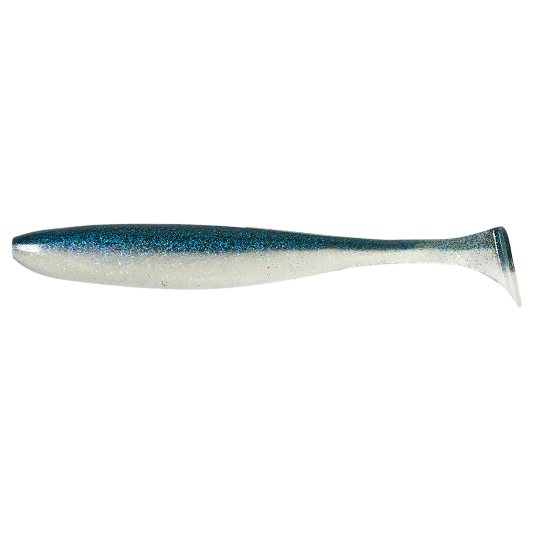 Keitech Easy Shiner Jigi 3.5" Electric Silver Shiner sivulta, pää vasemmalla