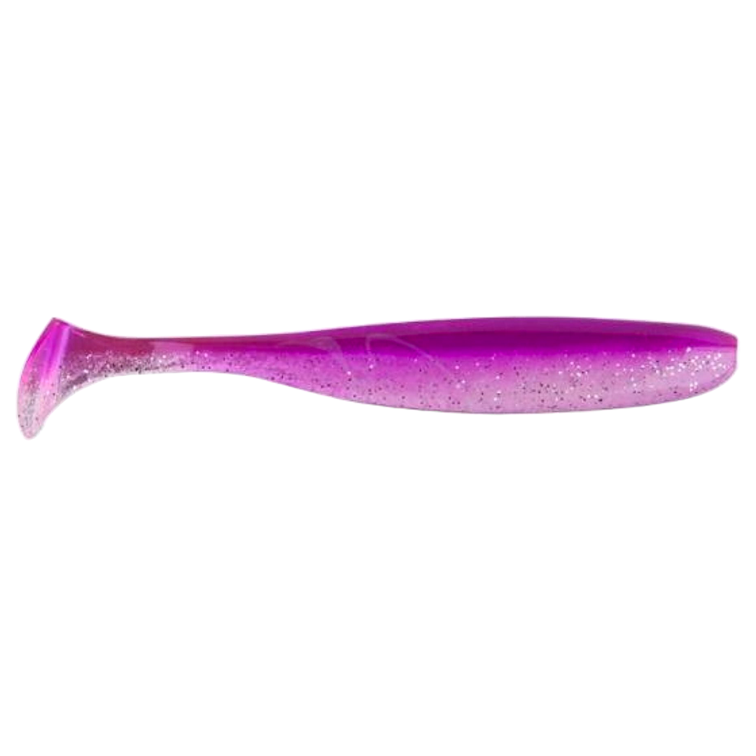 Keitech Easy Shiner Jigi 3.5" Glamorous Pink sivulta, pää oikealla