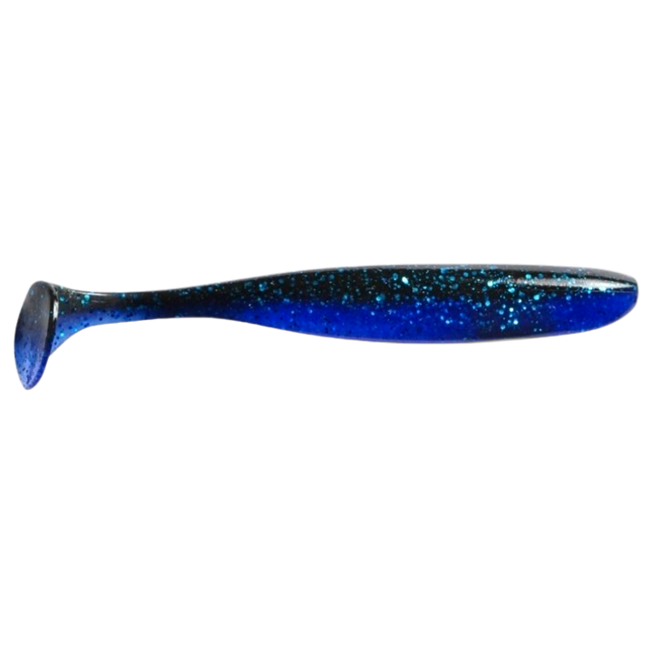 Keitech Easy Shiner Jigi 4.5" Black Blue sivulta, pää oikealla