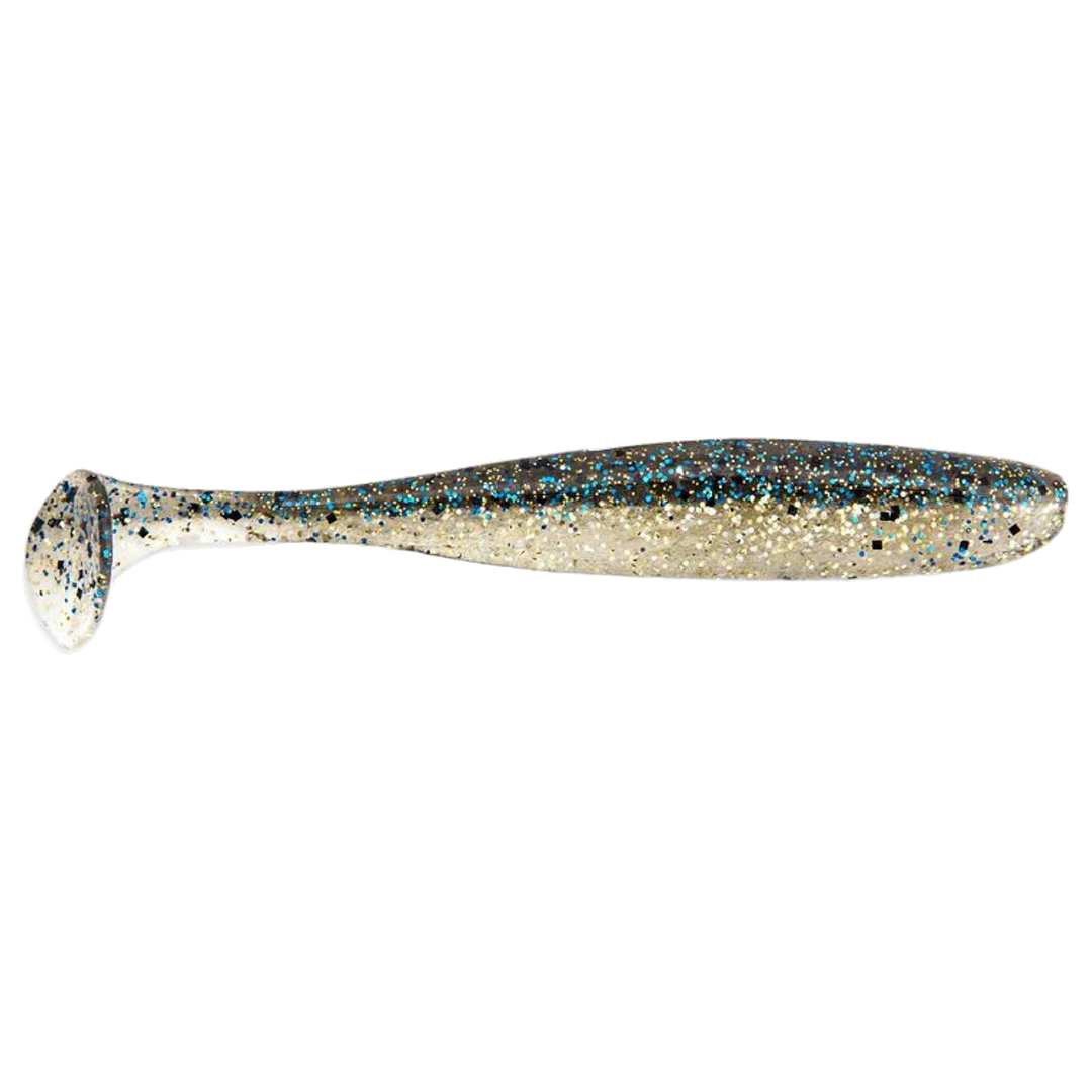 Keitech Easy Shiner Jigi 4.5" Bluegill Flash sivulta, pää oikealla