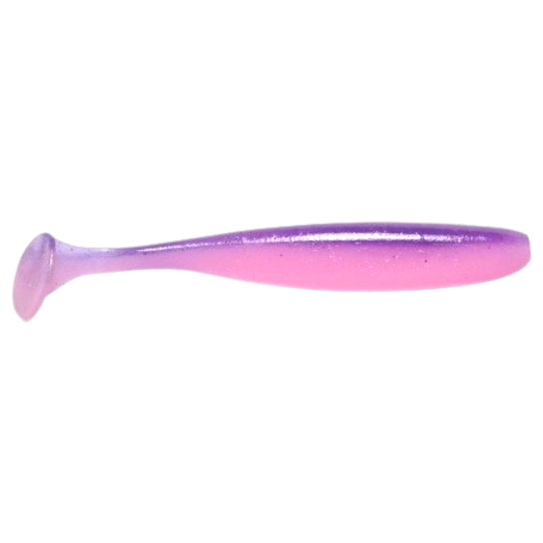 Keitech Easy Shiner Jigi 4.5" Bubblegum Grape sivulta, pää oikealla