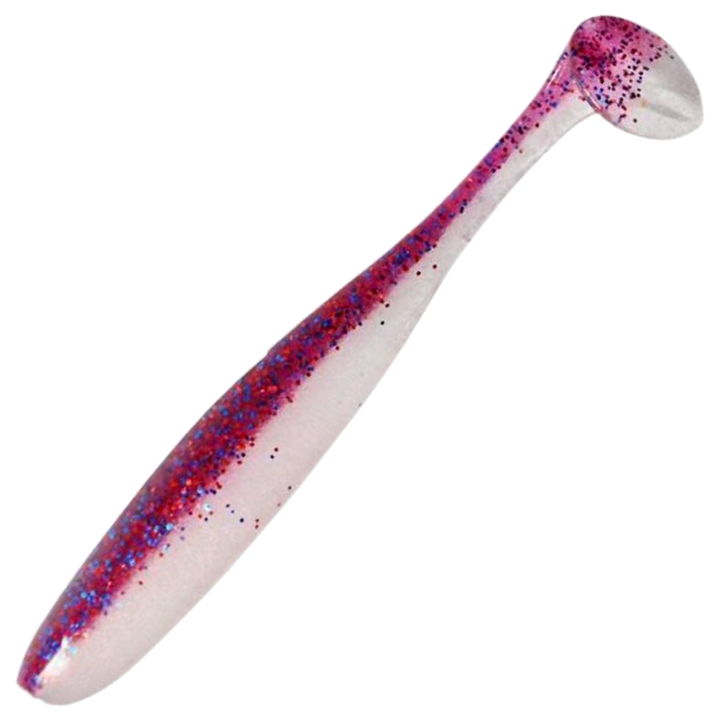 Keitech Easy Shiner Jigi 4.5", väri Cosmos/Pearl Belly: violetti hileinen selkä ja helmenvalkoinen vatsa