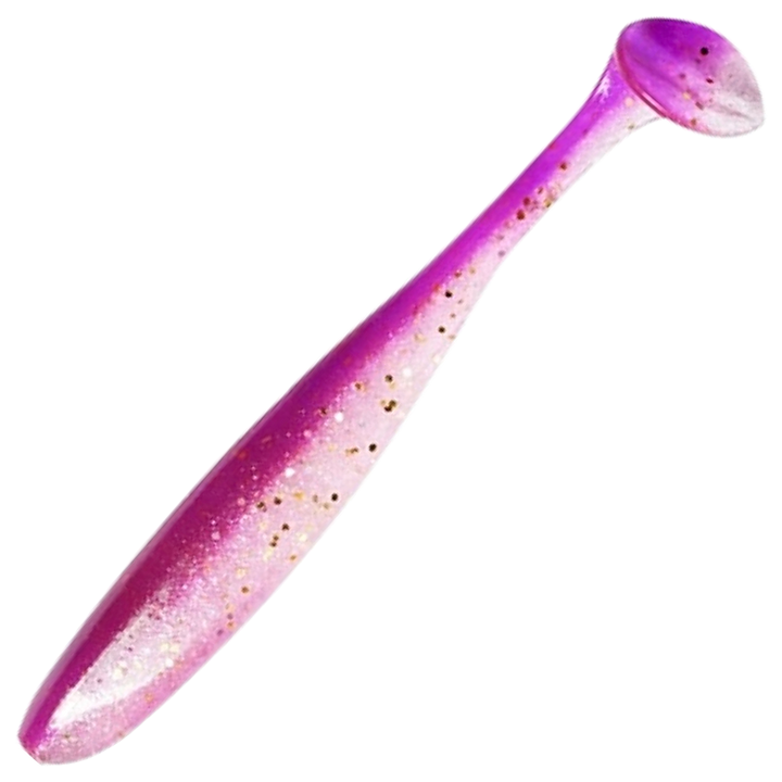 Keitech Easy Shiner Jigi 4.5", väri Grape Stardust: violetti runko ja hopeiset hileet