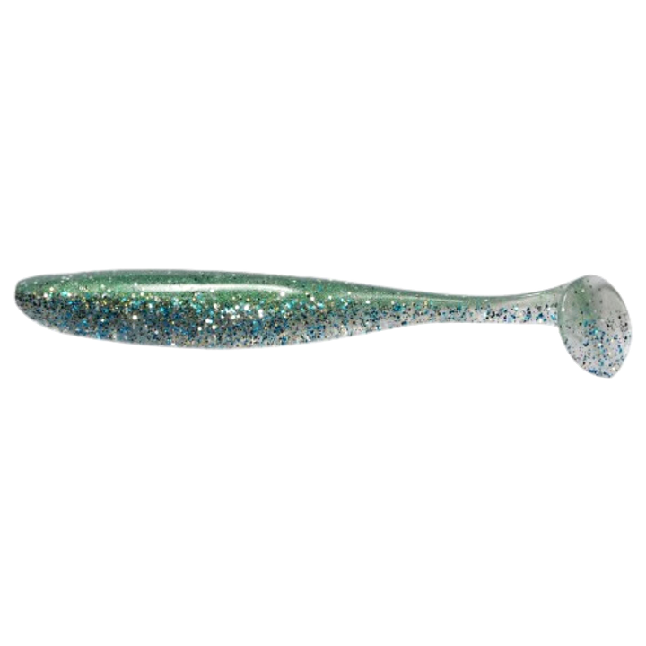 Keitech Easy Shiner Jigi 4.5" Green Shad sivulta, pää vasemmalla