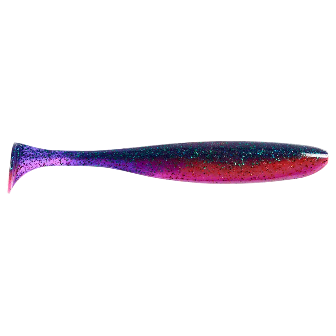 Keitech Easy Shiner Jigi 4.5" Mystic June Bug sivulta, pää oikealla