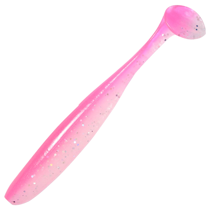 Keitech Easy Shiner Jigi 4.5", väri Pink Glow: pinkki selkä ja valkoinen vatsa