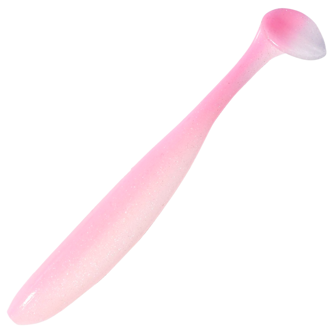 Keitech Easy Shiner Jigi 4.5", väri Pink Lady: vaaleanpunainen selkä ja valkoinen vatsa