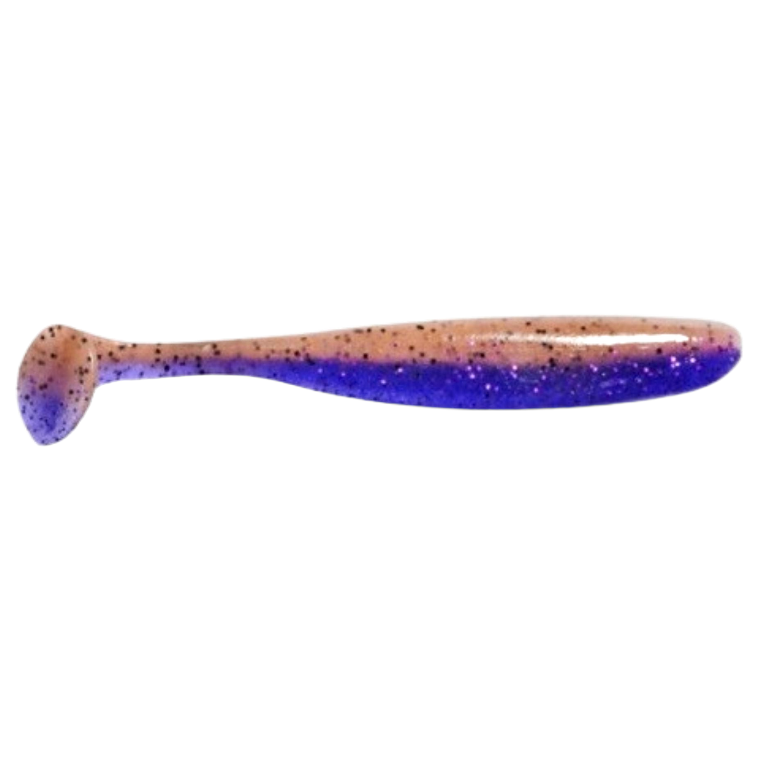 Keitech Easy Shiner Jigi 4.5" Purple Jerry sivulta, pää oikealla