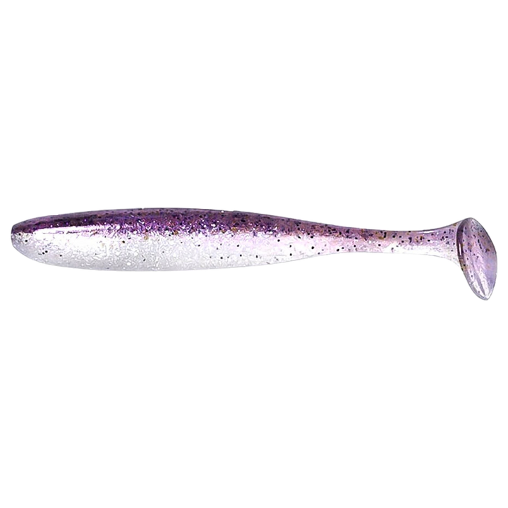 Keitech Easy Shiner Jigi 4.5" Purple Shad sivulta, pää vasemmalla