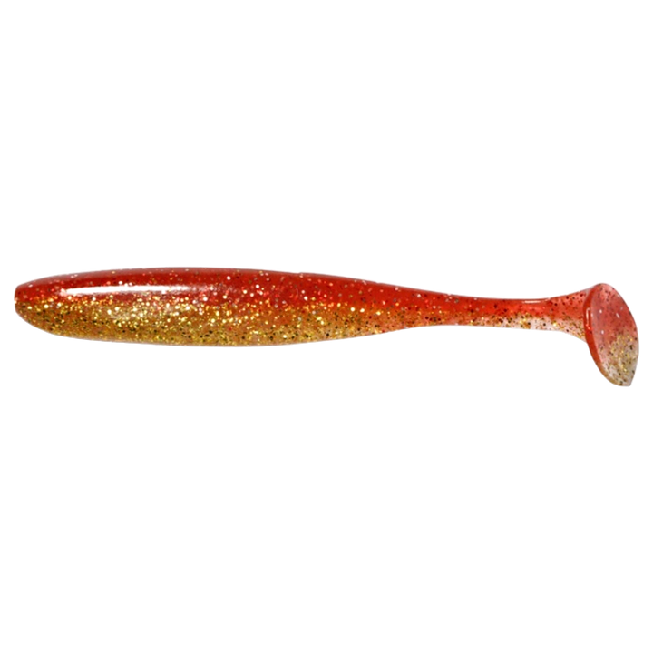 Keitech Easy Shiner Jigi 4.5" Red Gold sivulta, pää vasemmalla