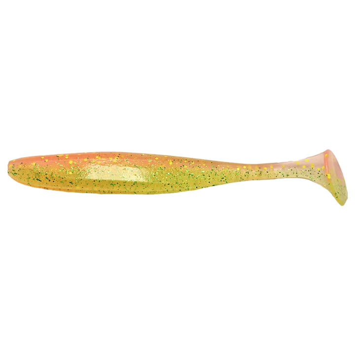 Keitech Easy Shiner Jigi 4.5" Sakura Pink sivulta, pää vasemmalla