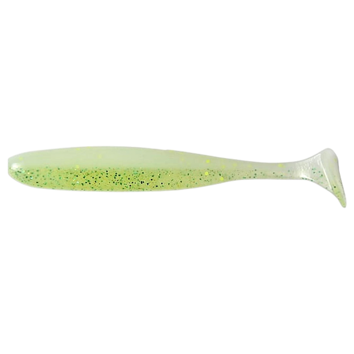 Keitech Easy Shiner Jigi 4.5" Sakura White sivulta, pää vasemmalla