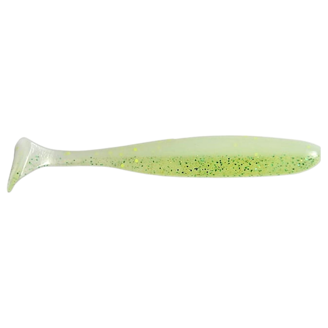 Keitech Easy Shiner Jigi 4.5" Sakura White sivulta, pää oikealla
