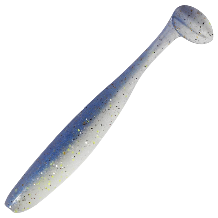 Keitech Easy Shiner Jigi 4.5", väri Sexy Shad: sinertävän harmaa selkä ja vaalea kylki