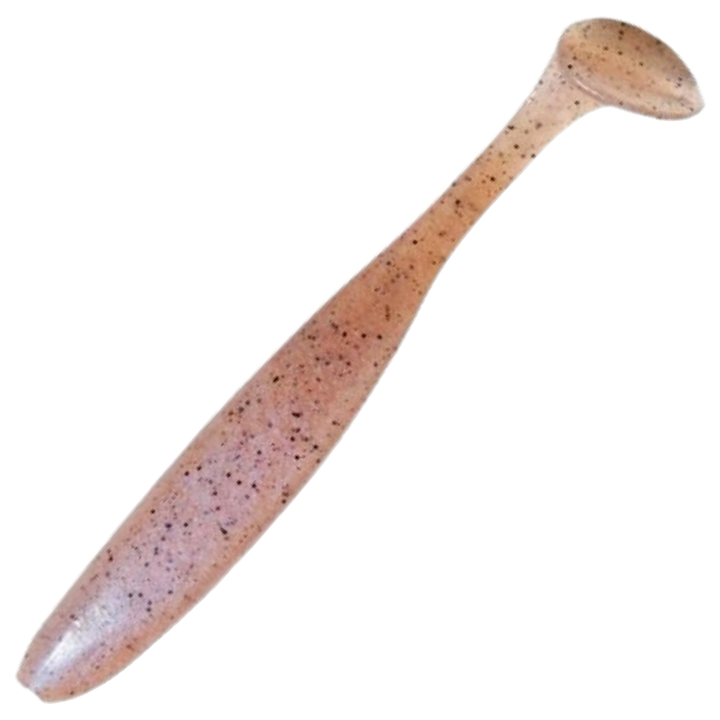 Keitech Easy Shiner Jigi 4.5", väri Shrimp FLK: vaalea punaruskea runko ja tummat hileet
