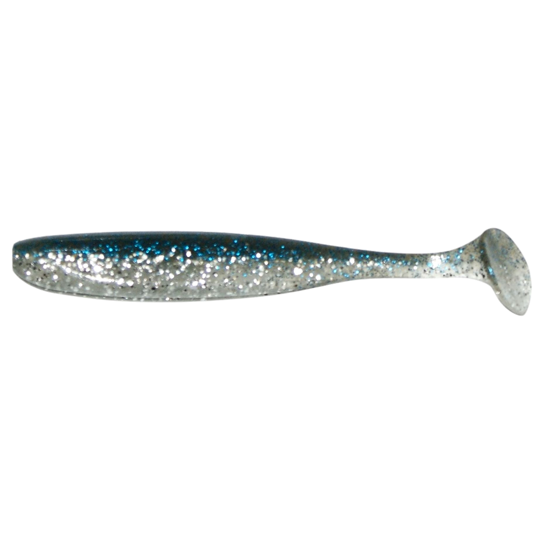 Keitech Easy Shiner Jigi 4.5" Silver Bluegill sivulta, pää vasemmalla