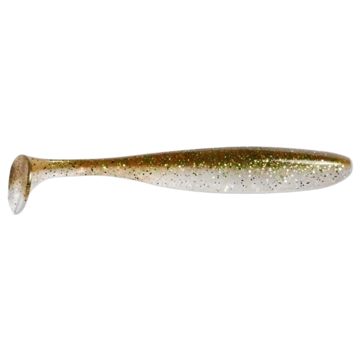 Keitech Easy Shiner Jigi 4.5" Silver Wakasagi sivulta, pää oikealla