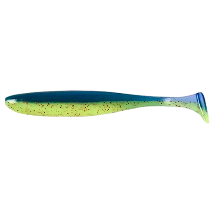 Keitech Easy Shiner Jigi 4.5" Violet Chart Red FLK. sivulta, pää vasemmalla