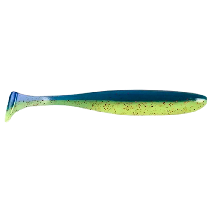 Keitech Easy Shiner Jigi 4.5" Violet Chart Red FLK. sivulta, pää oikealla
