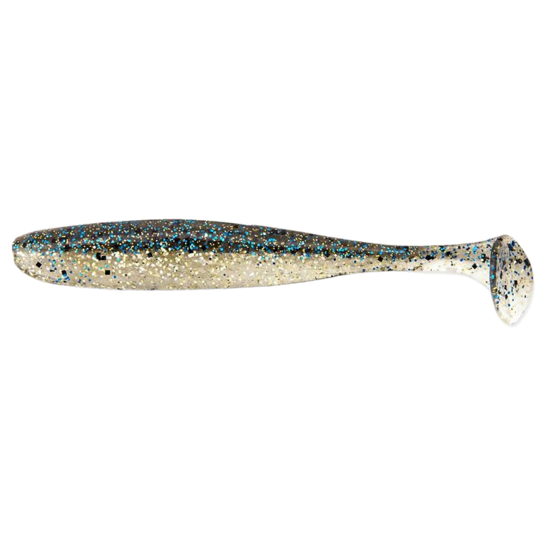 Keitech Easy Shiner Jigi 4" Bluegill Flash sivulta, pää vasemmalla