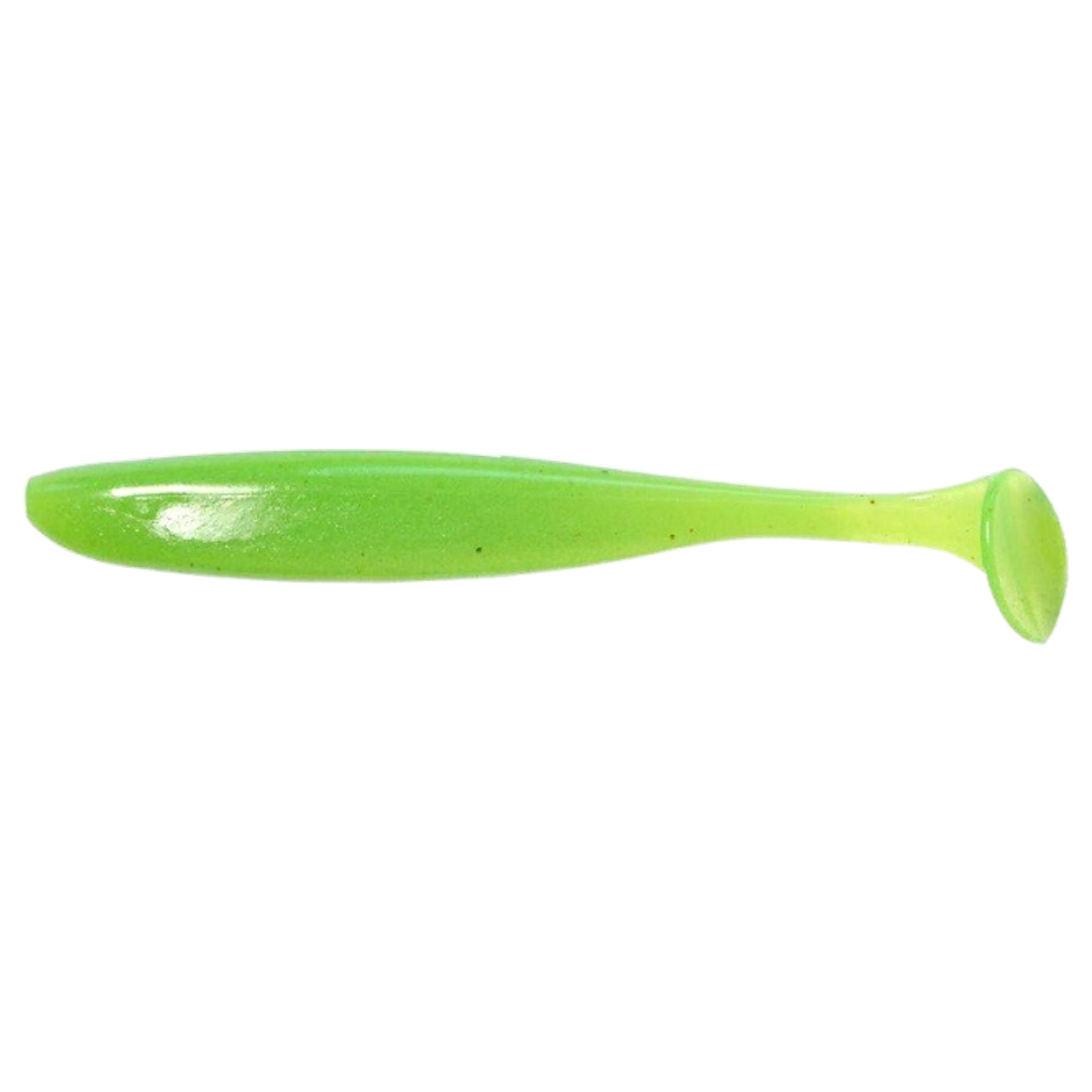 Keitech Easy Shiner Jigi 4" Clear Chartreuse Glow sivulta, pää vasemmalla