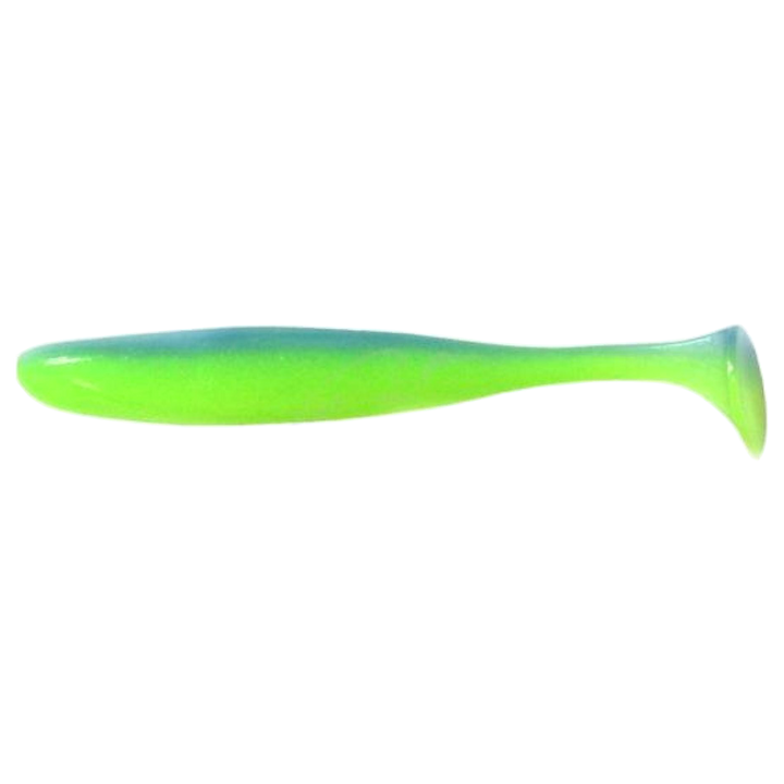 Keitech Easy Shiner Jigi 4" Ice Chartreuse sivulta, pää vasemmalla
