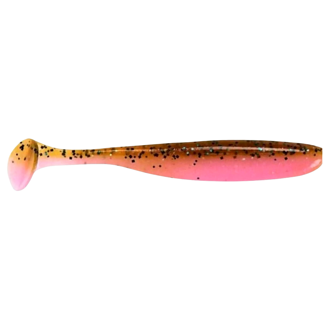 Keitech Easy Shiner Jigi 4" Motoroil/Pink sivulta, pää oikealla