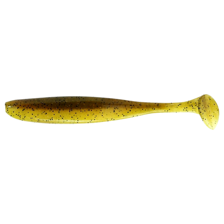 Keitech Easy Shiner Jigi 4" Pumpkin/Yellow sivulta, pää vasemmalla