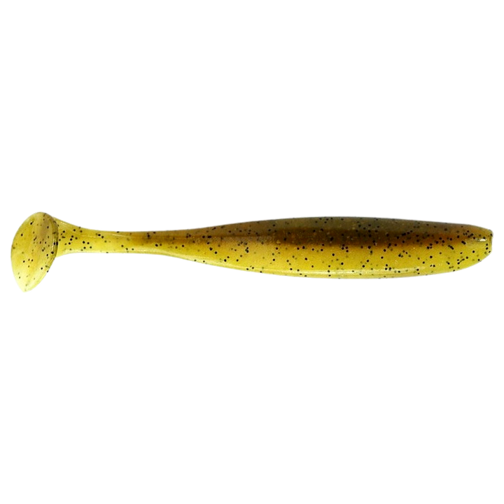 Keitech Easy Shiner Jigi 4" Pumpkin/Yellow sivulta, pää oikealla