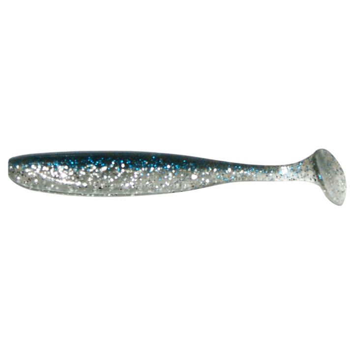 Keitech Easy Shiner Jigi 4" Silver Bluegill sivulta, pää vasemmalla