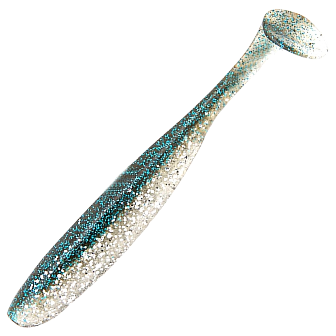 Keitech Easy Shiner Jigi 4", väri Silver Shiner: sinivihreä selkä ja hopeinen hileinen kylki