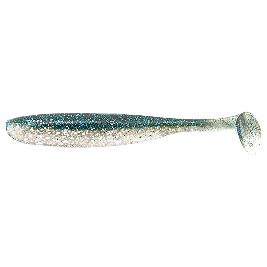 Keitech Easy Shiner Jigi 4" Silver Shiner sivulta, pää vasemmalla
