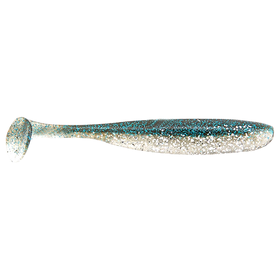 Keitech Easy Shiner Jigi 4" Silver Shiner sivulta, pää oikealla