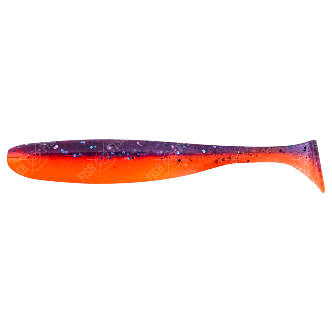 Keitech Easy Shiner Jigi 4" Violet Fire sivulta, pää vasemmalla