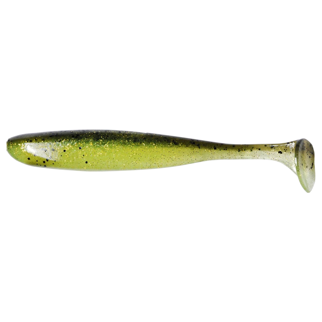 Keitech Easy Shiner Jigi 4" Watermelon Lime sivulta, pää vasemmalla
