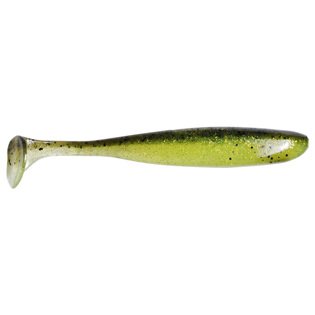 Keitech Easy Shiner Jigi 4" Watermelon Lime sivulta, pää oikealla