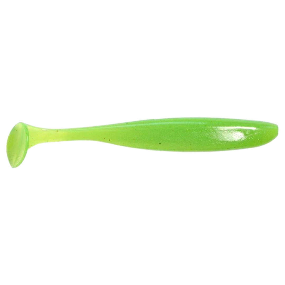 Keitech Easy Shiner Jigi 5" Clear Chartreuse Glow sivulta, pää oikealla
