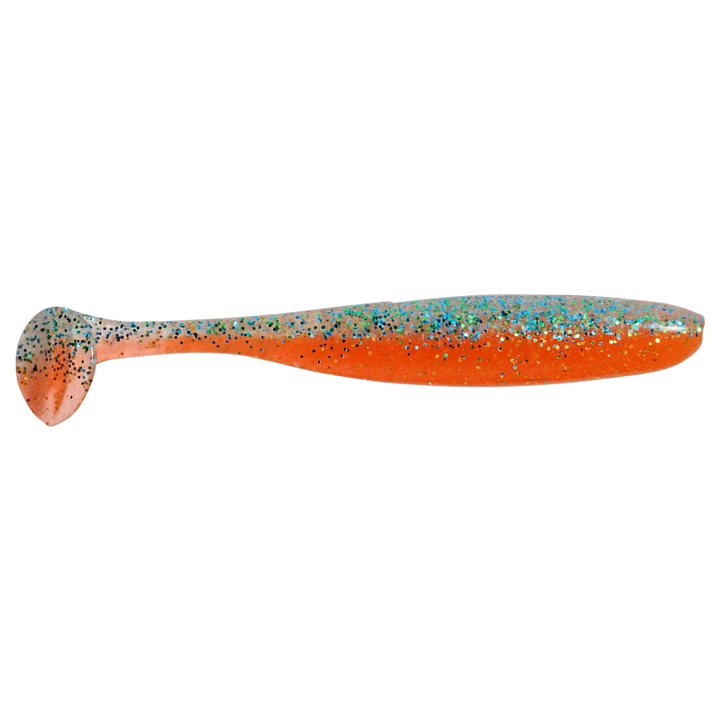 Keitech Easy Shiner Jigi 5" Clear Orange sivulta, pää oikealla