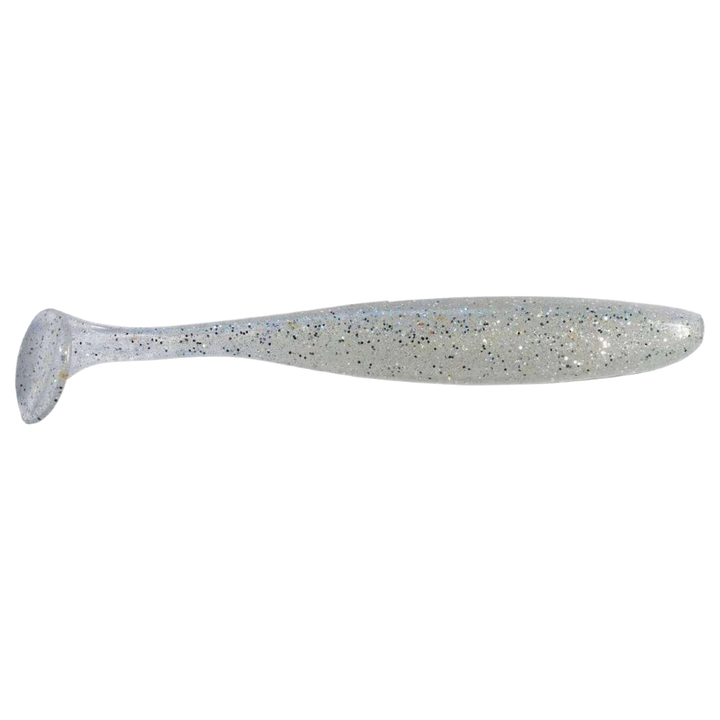 Keitech Easy Shiner Jigi 5" Clear Silver Glow sivulta, pää oikealla