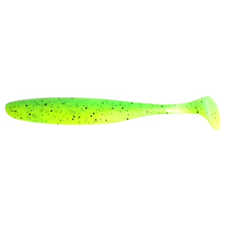 Keitech Easy Shiner Jigi 5" Lime Chartreuse PP sivulta, pää vasemmalla