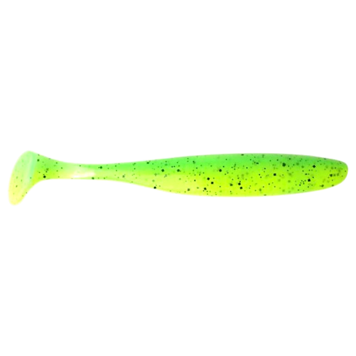Keitech Easy Shiner Jigi 5" Lime Chartreuse PP sivulta, pää oikealla