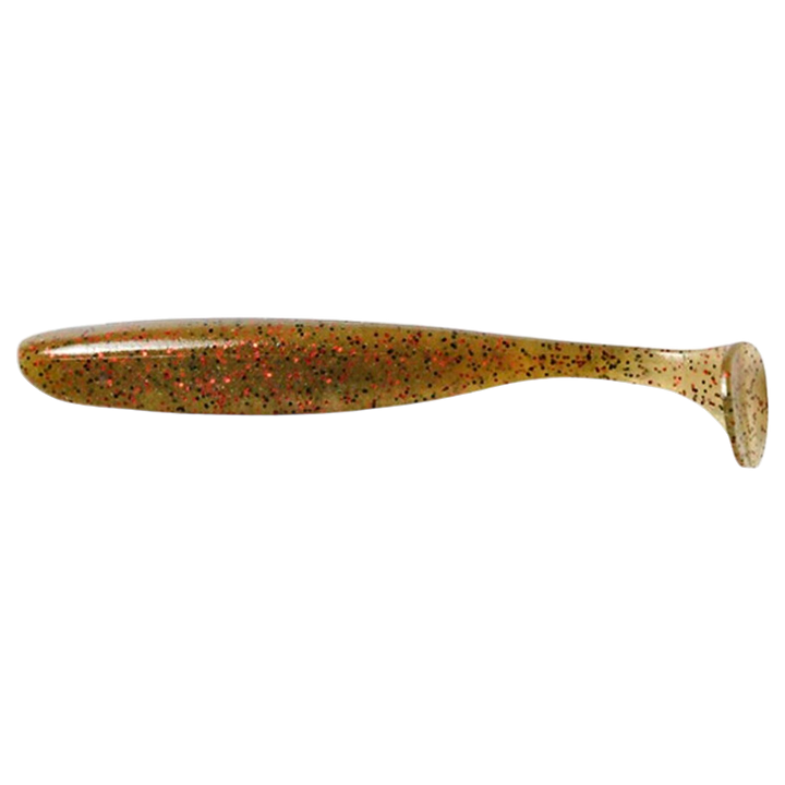 Keitech Easy Shiner Jigi 5" Motoroil Red Flake sivulta, pää vasemmalla