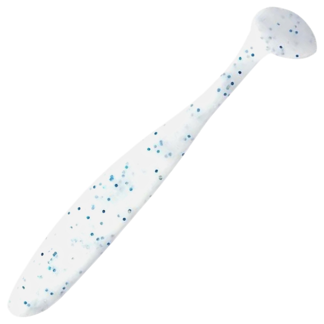 Keitech Easy Shiner Jigi 5", väri Snow Mint: valkoinen runko ja siniset hileet