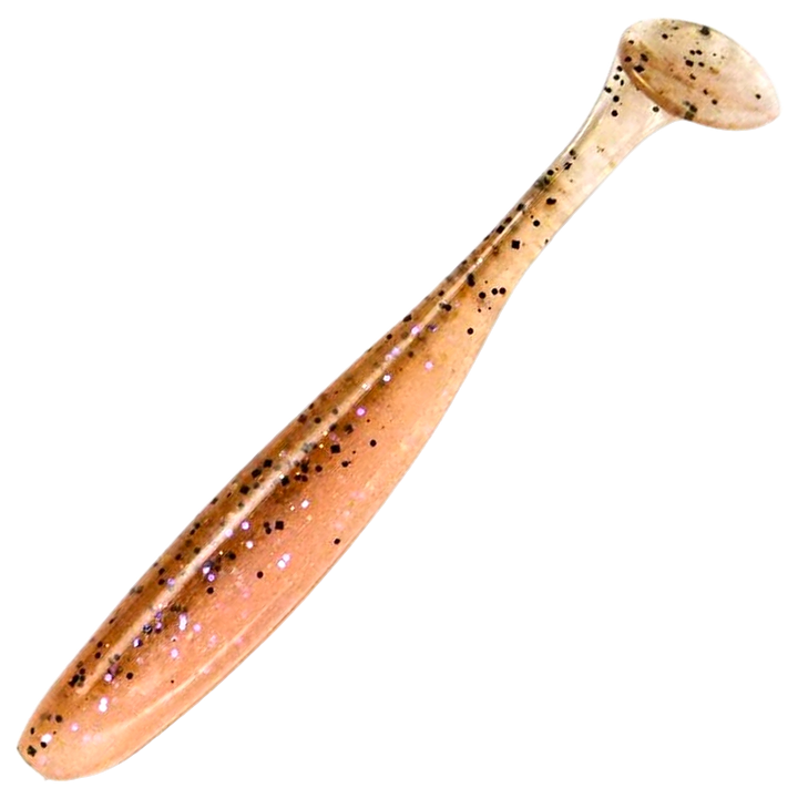 Keitech Easy Shiner Jigi 6.5", väri Electric Shrimp: oranssinruskea runko ja mustat pilkut