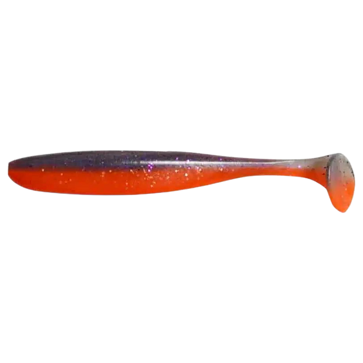 Keitech Easy Shiner Jigi 8" Hot Orange sivulta, pää vasemmalla