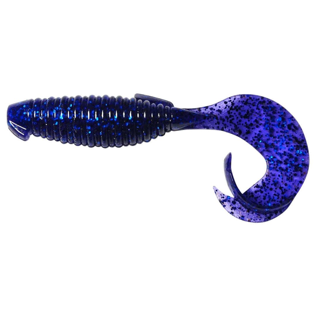 Keitech Flapper Grub Jigi 4" Midnight Blue sivulta, pää vasemmalla